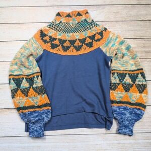 Free People Sweater S |  Boho Aztec Colorful Funky Top Westerncore Cottagecore